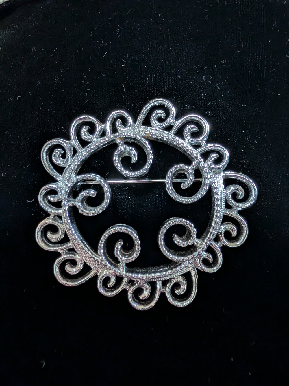 Sarah Coventry Silver-Tone Filigree Circle Brooch